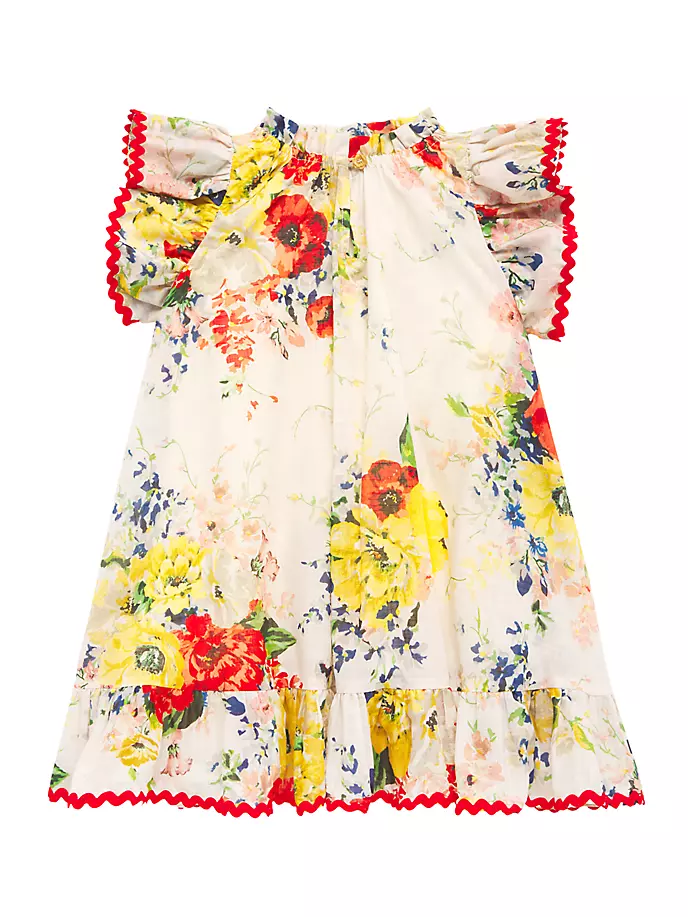 Легкое платье с цветочным принтом и оборками для малышей, маленьких девочек и девочек Zimmermann Kids, цвет ivory floral