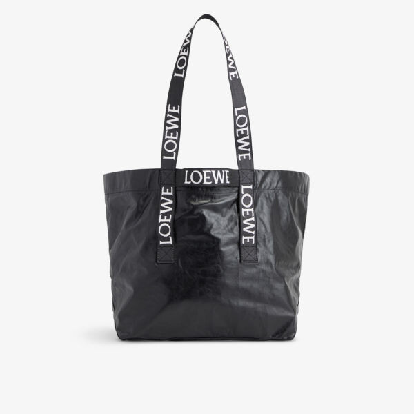 

Складная кожаная сумка-тоут с двумя ручками Loewe, черный