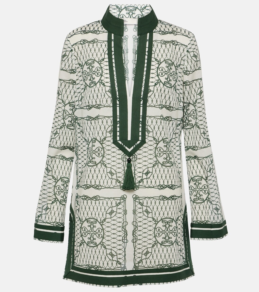 

Хлопковая туника с принтом Tory Burch, зеленый
