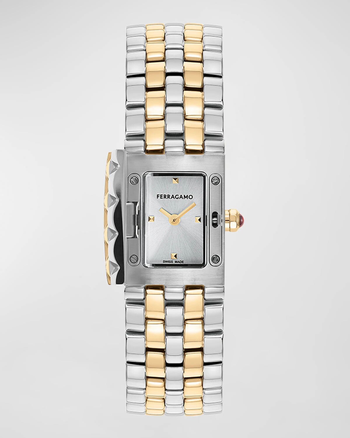 

Часы Ferragamo Secret, 18,5x30 мм, серебряный циферблат, двухцветные, цвет Two Tone