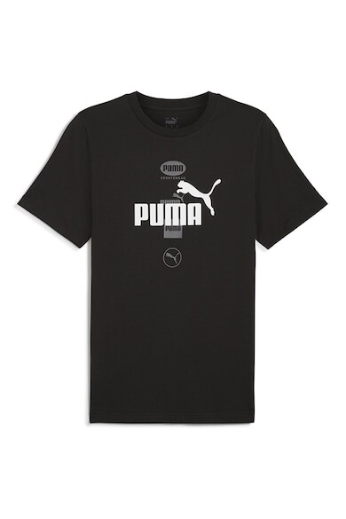

Футболка с овальным вырезом и логотипом Puma, выцветший черный, белый