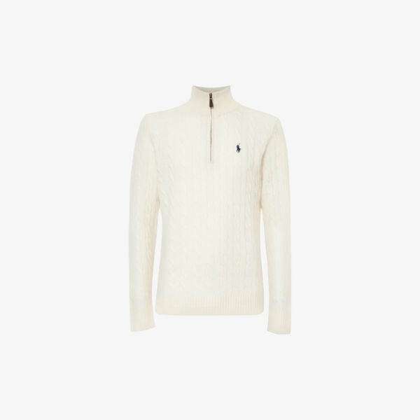 

Джемпер из смеси шерсти и кашемира с вышитым логотипом Polo Ralph Lauren, бежевый