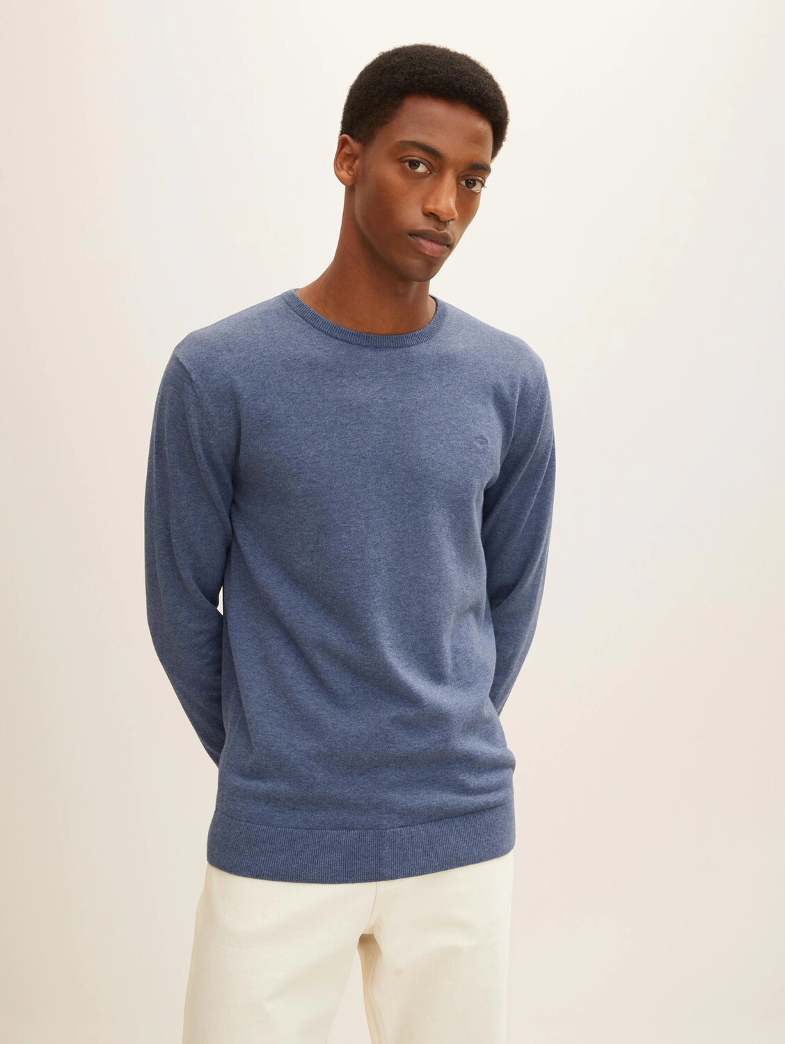 

Пуловер Tom Tailor Feinstrick Basic Rundhals Sweater, синий