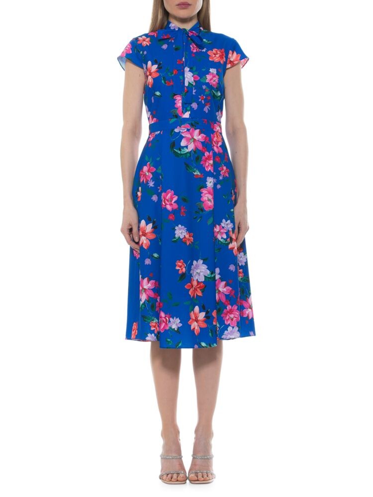 

Расклешенное платье Kidman с воротником-стойкой Alexia Admor, цвет Blue Floral