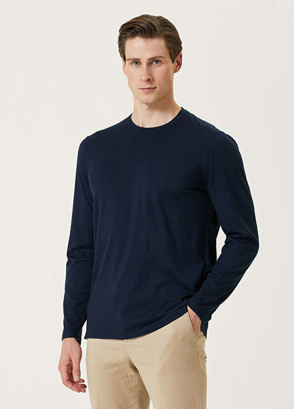 

Темно-синяя футболка с длинным рукавом Kiton, Синий
