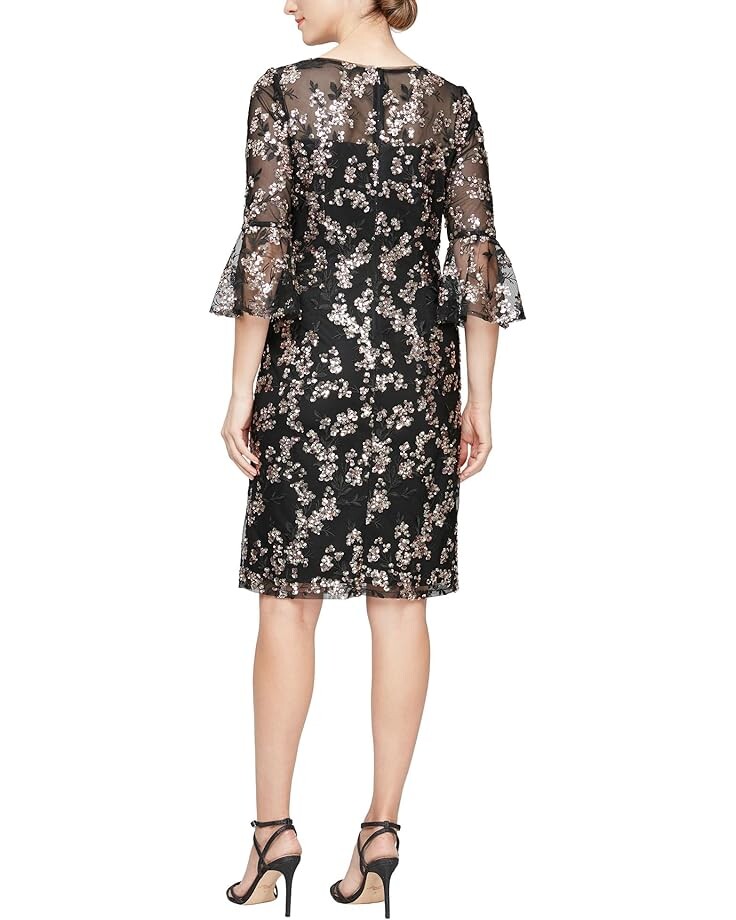 

Платье Alex Evenings Short Embroidered Sheath Dress, цвет Black/Copper