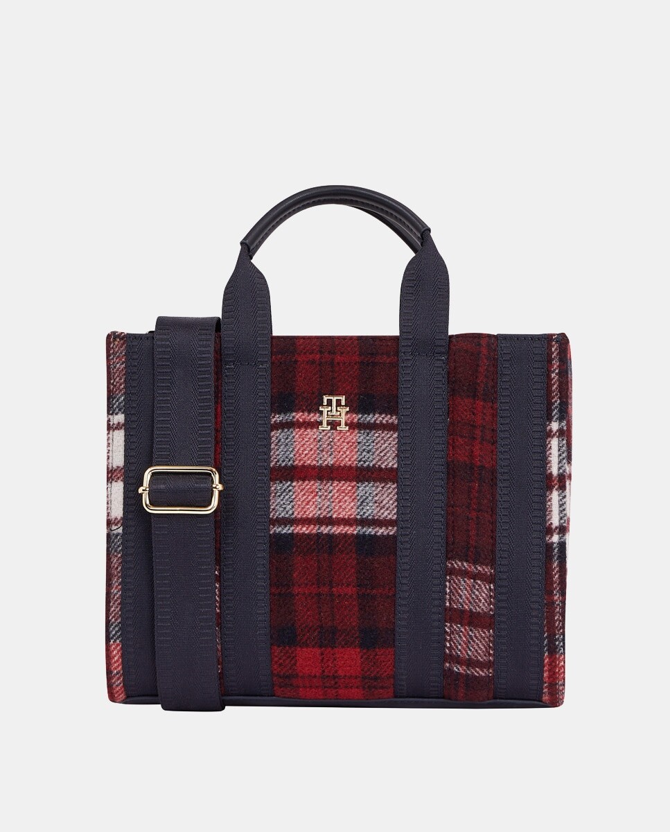 

Большая сумка на плечо с принтом «тартан» и металлическим логотипом Tommy Hilfiger, гранатовый