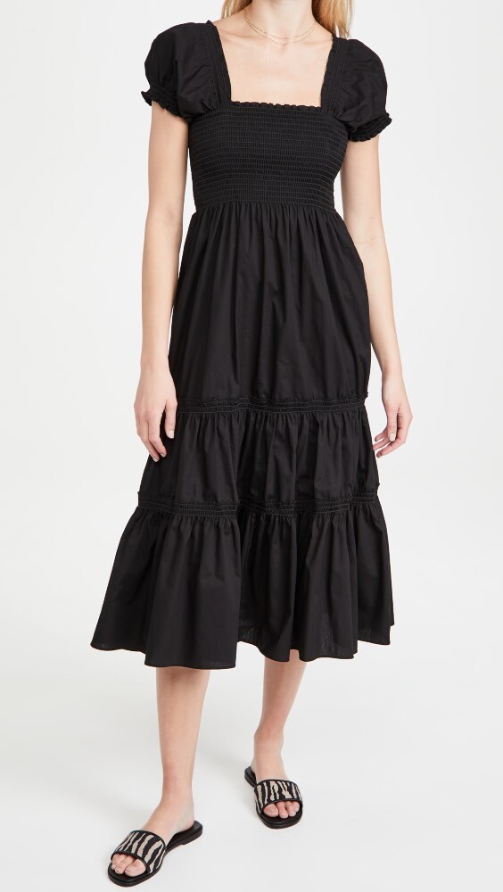 

Платье макси o.p.t Square Neck Smocked, черный