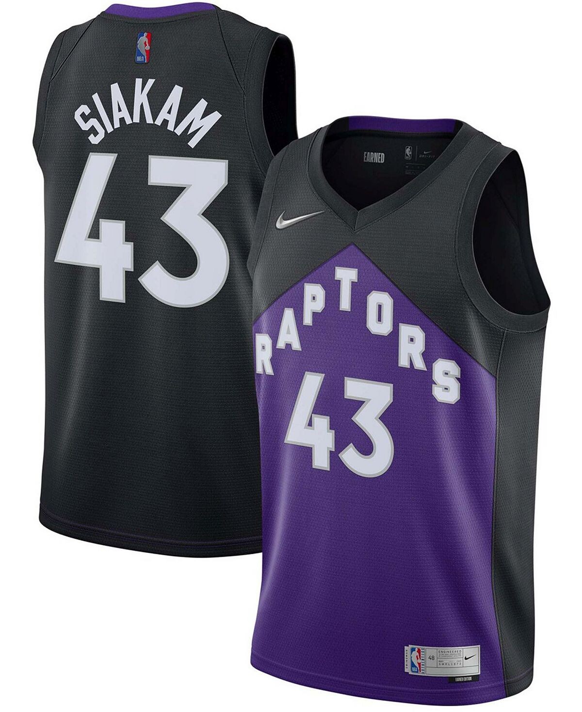 

Мужская футболка Pascal Siakam Black, Purple Toronto Raptors 2020-21 Swingman Player — Earned Edition Nike