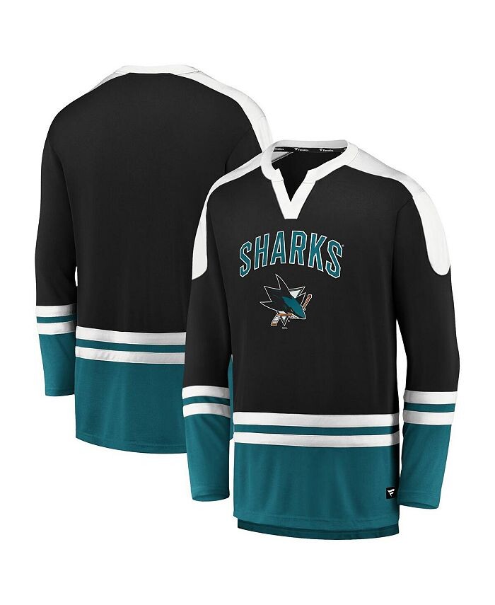 

Мужская черная, бирюзовая футболка San Jose Sharks Iconic Slapshot с длинным рукавом Fanatics, черный