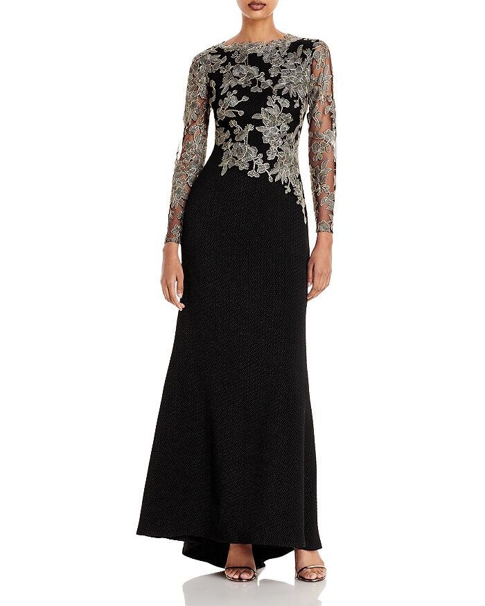 

Платье из крепа с вышивкой на лифе Tadashi Shoji