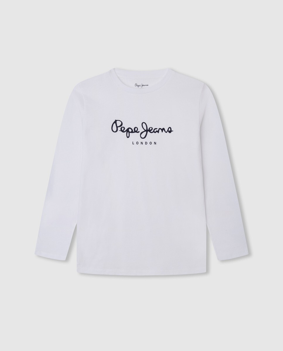 

Футболка для мальчика с длинными рукавами и принтом логотипа Pepe Jeans, белый