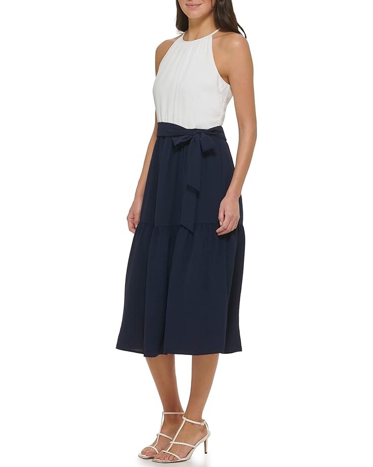 

Платье DKNY Halter Color-Block Washer Midi Dress, цвет Ivory/Navy