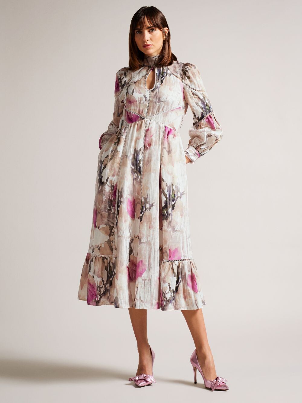 

Платье миди с цветочным принтом Ted Baker Freisya, розовый/мульти