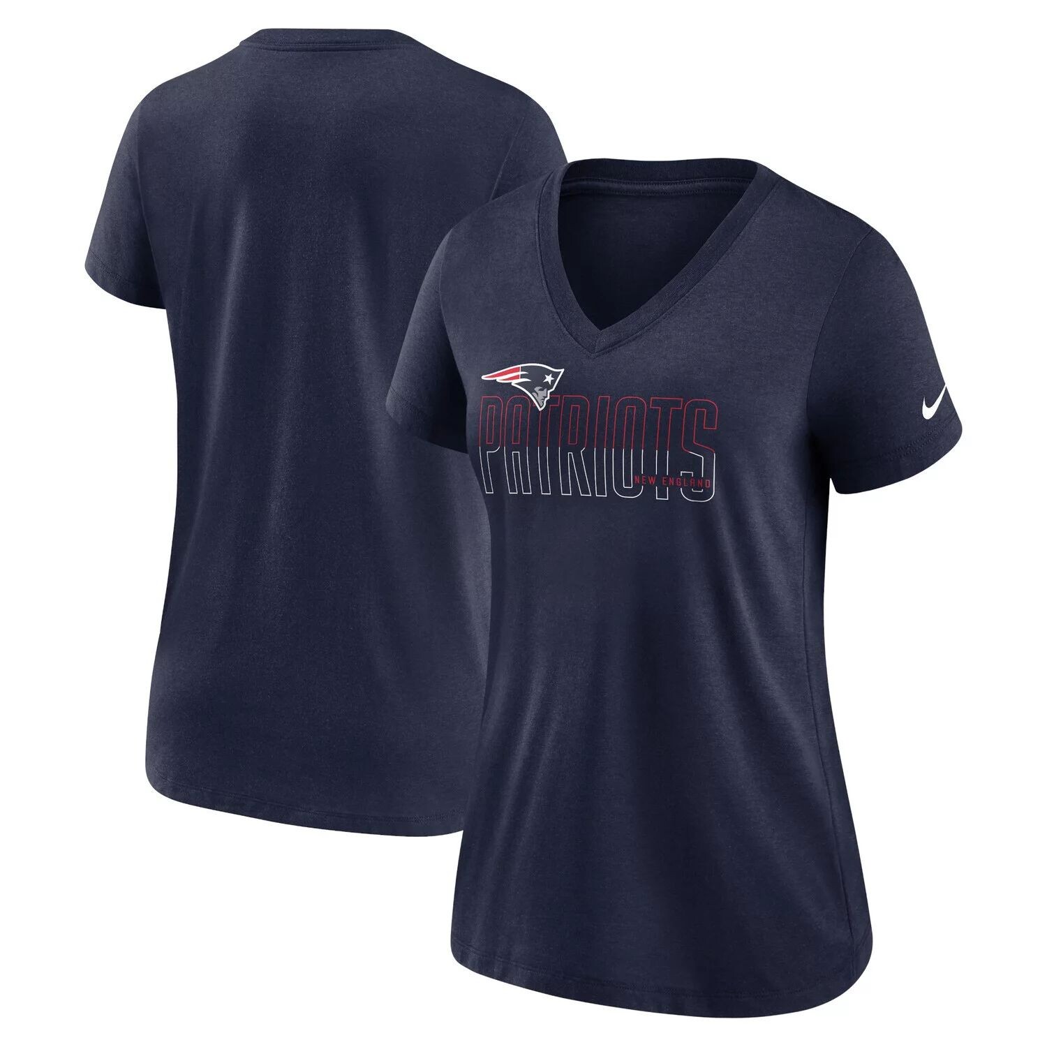 

Женская темно-синяя футболка Nike Heathered New England Patriots Lock Up Tri-Blend с v-образным вырезом Nike, Синий