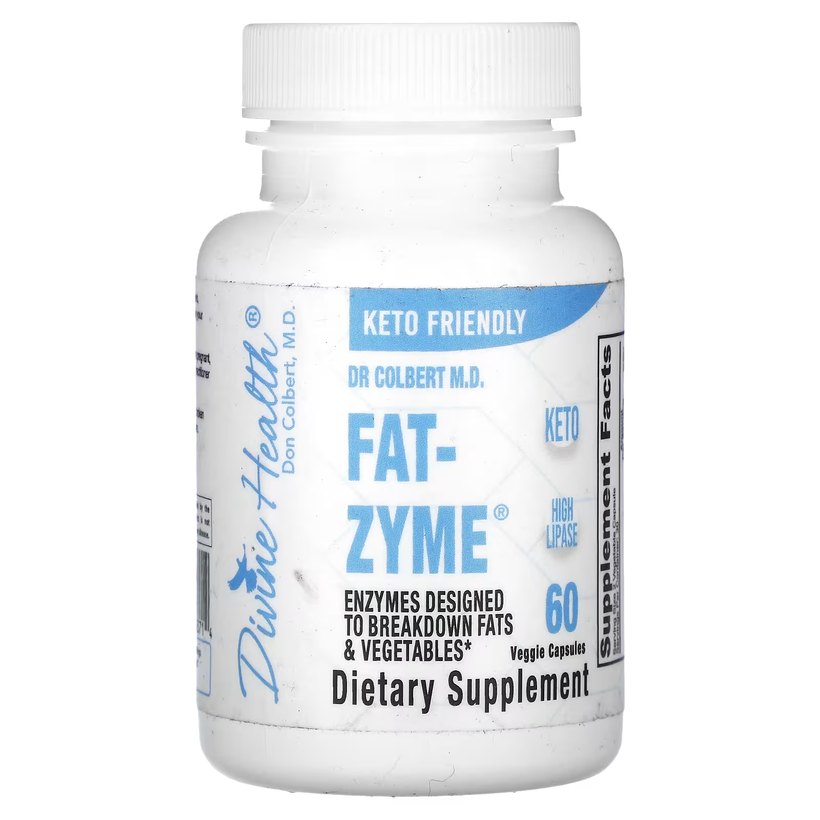 Пищевая добавка Divine Health Dr Colbert MD Fat-Zyme, 60 растительных капсул