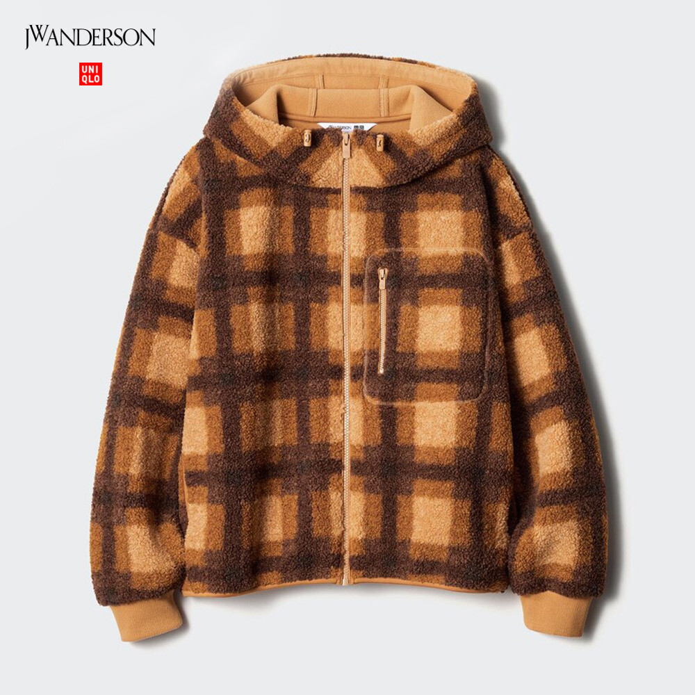 

Куртка Unisex Uniqlo JWA из искусственного шерпа с капюшоном, темно-бежевый