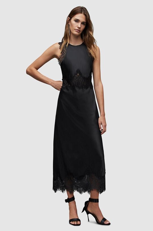 

Платье Alula из смесового шелка AllSaints, черный
