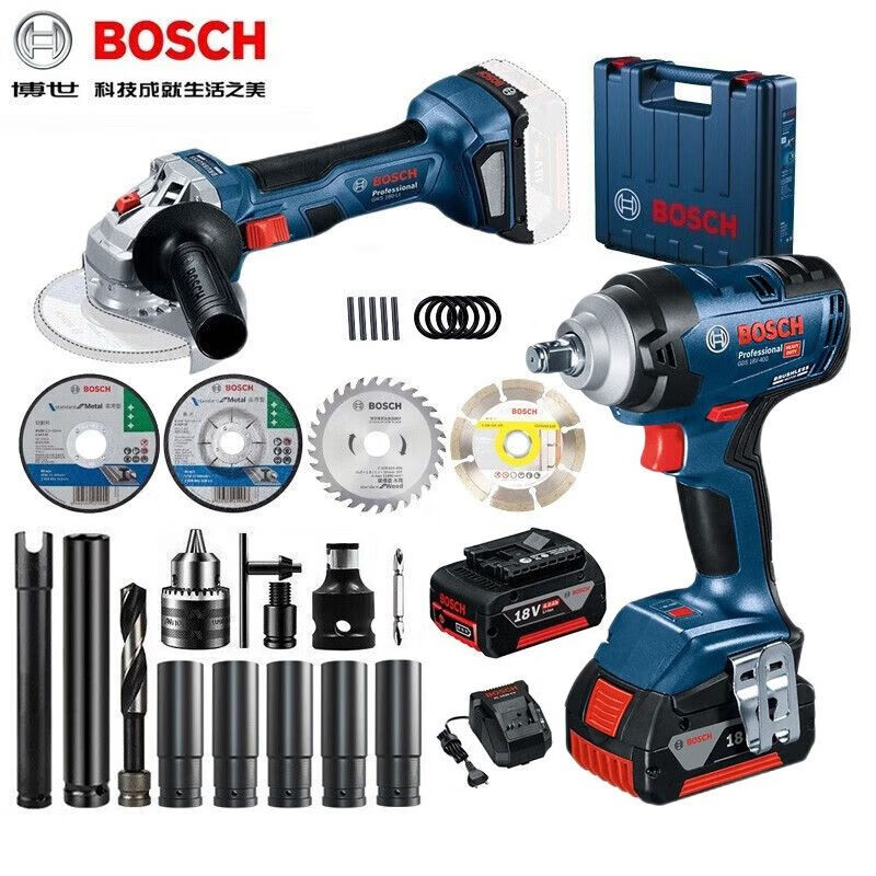 Угловая шлифовальная машина Bosch GDS18V-400 + электрический перфоратор