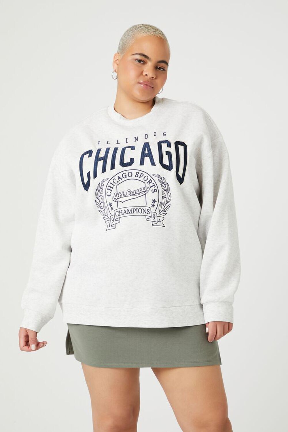 

Пуловер больших размеров Chicago Illinois Forever 21, серый
