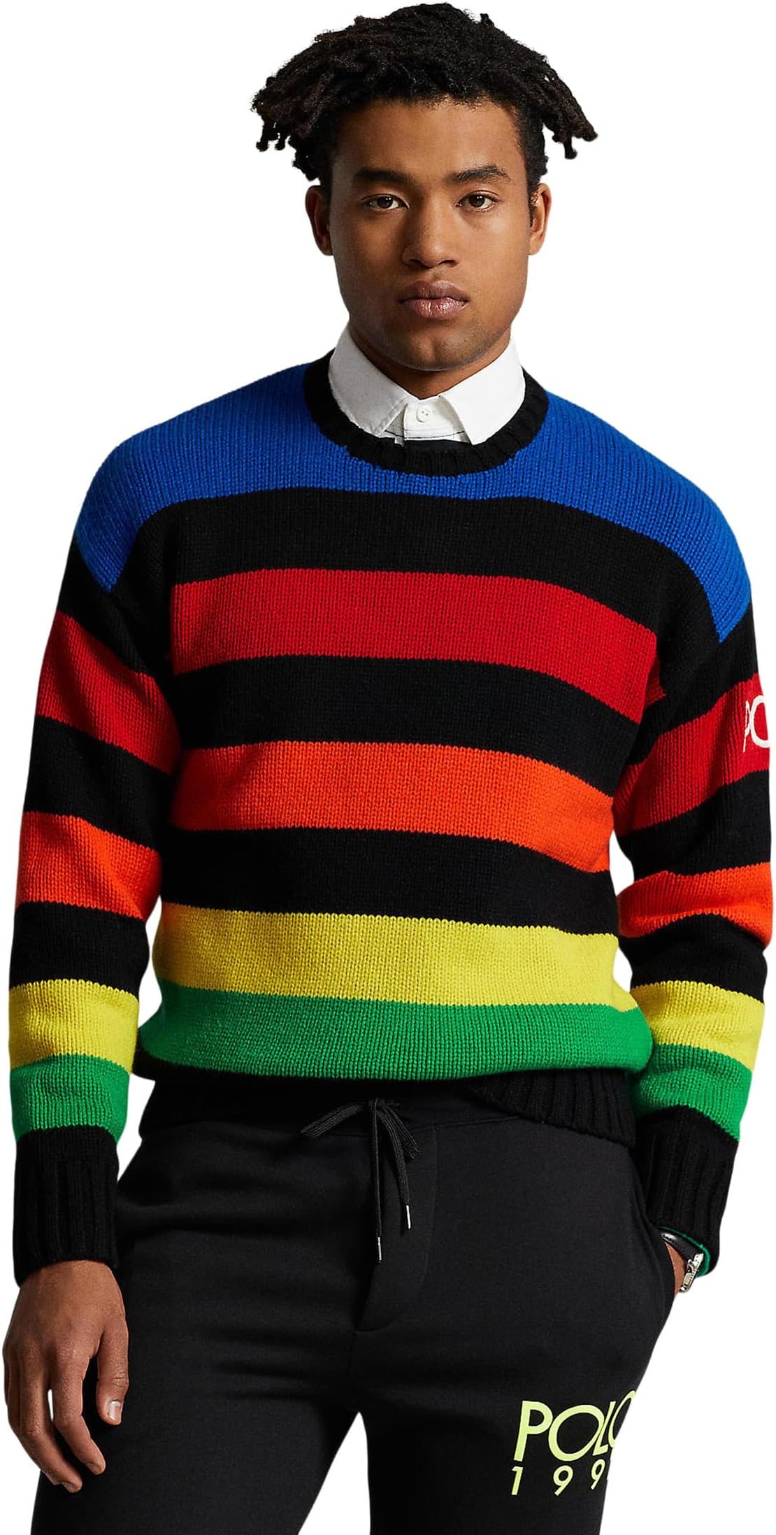 Полосатый шерстяной свитер с логотипом Polo Ralph Lauren, цвет Multi Combo