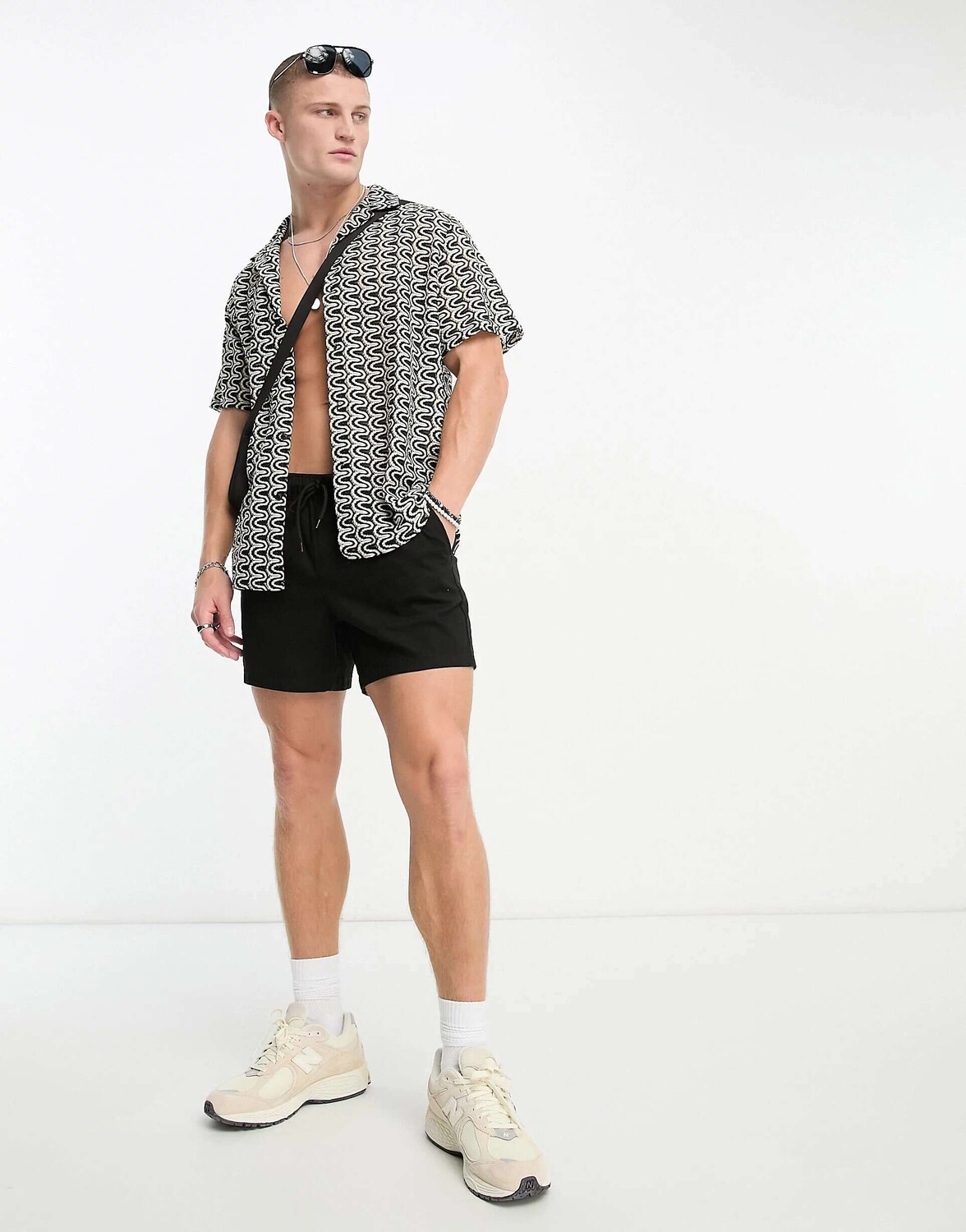 

Свободная рубашка в полоску с узором Deep Revere, связанная крючком, ASOS