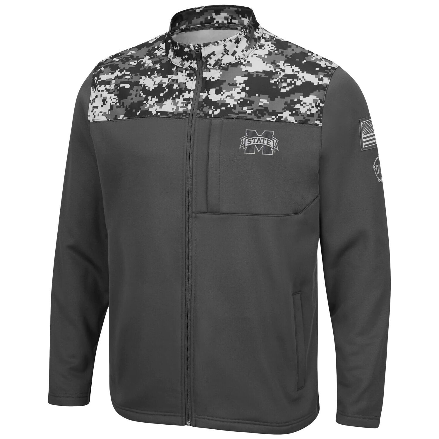 

Мужская темно-серая куртка с молнией во всю длину и камуфляжем Mississippi State Bulldogs OHT Military Appreciation Digi Camo Colosseum