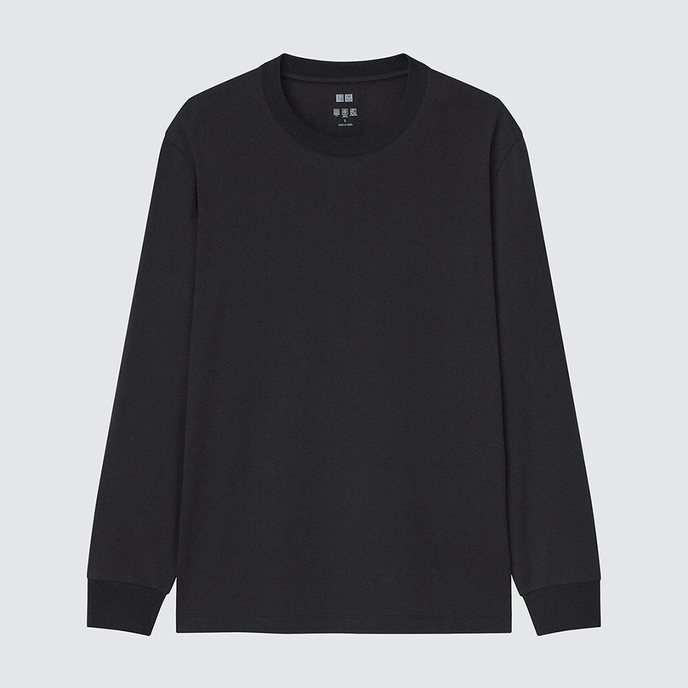 

Футболка Uniqlo AIRism унисекс из смесового хлопка с круглым вырезом, черный