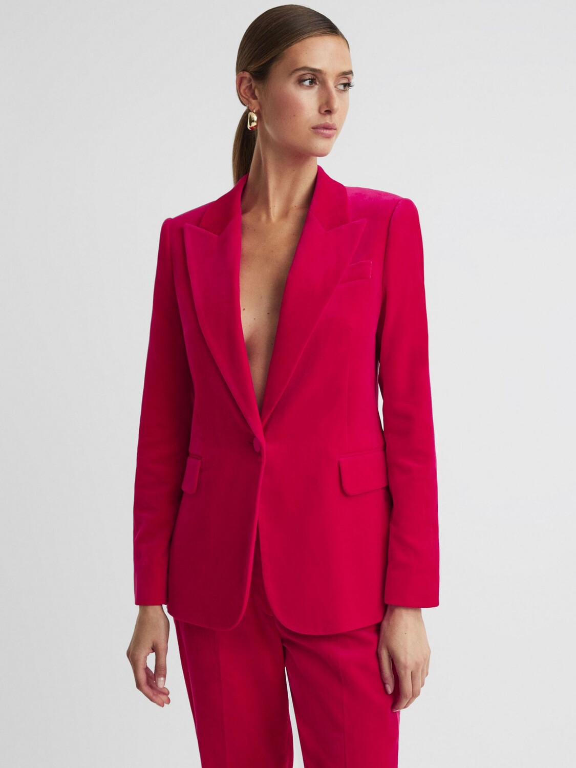 

Однобортный бархатный пиджак Rosa Reiss, розовый