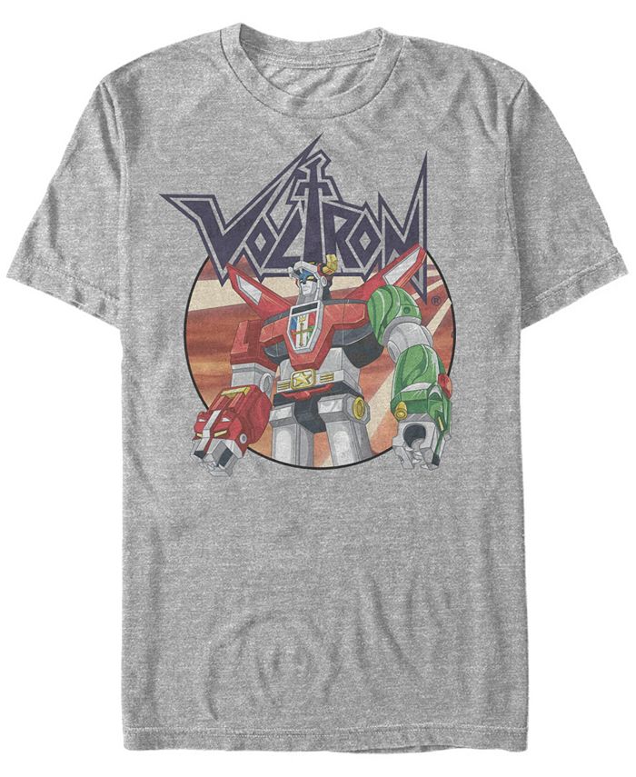 конструктор вольтрон арт 11011 2321 деталь Мужская футболка с короткими рукавами и логотипом робота Voltron: Defender of the Universe Fifth Sun, серый
