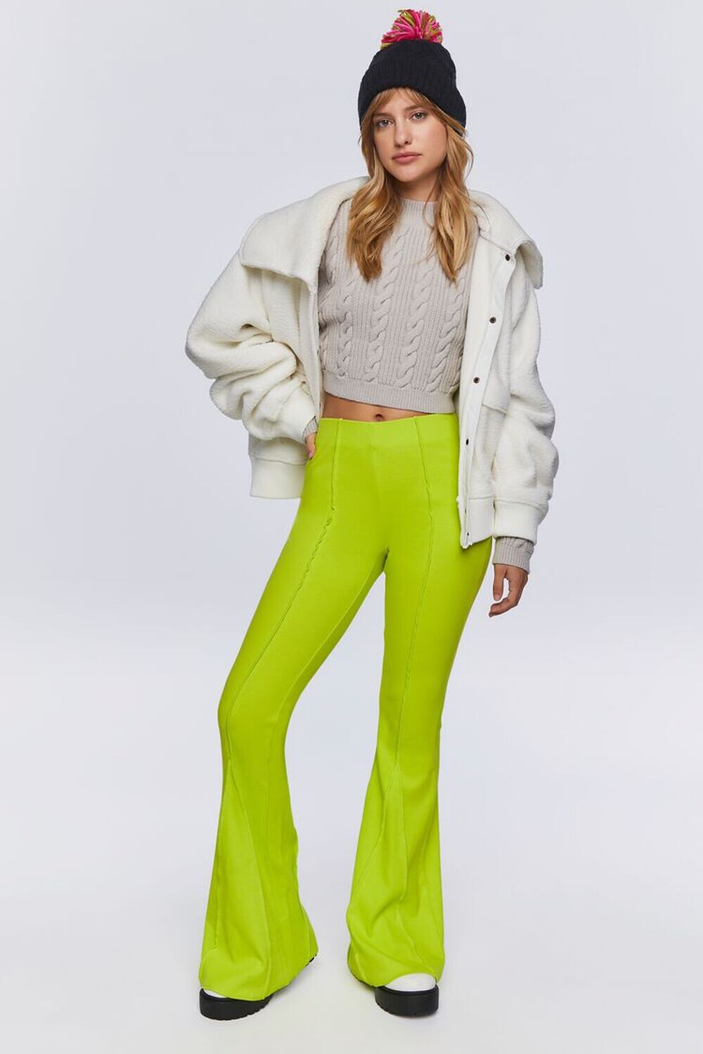

Брюки-клеш с обратным швом Forever 21, лаймовый