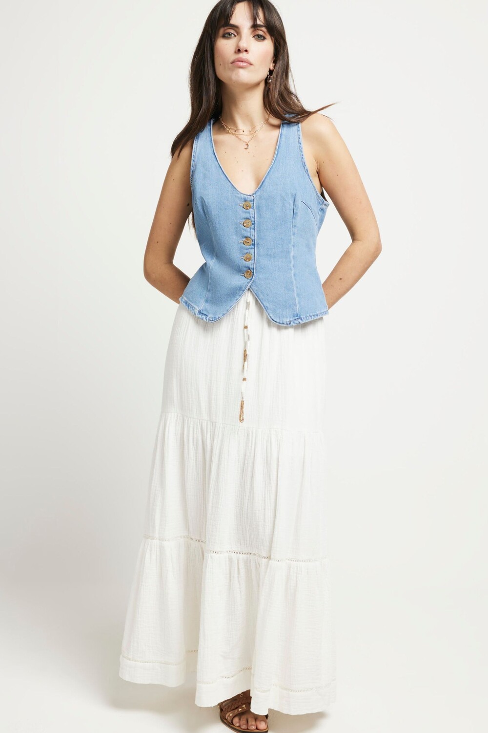 

Юбка из фетра из льна River Island, белый