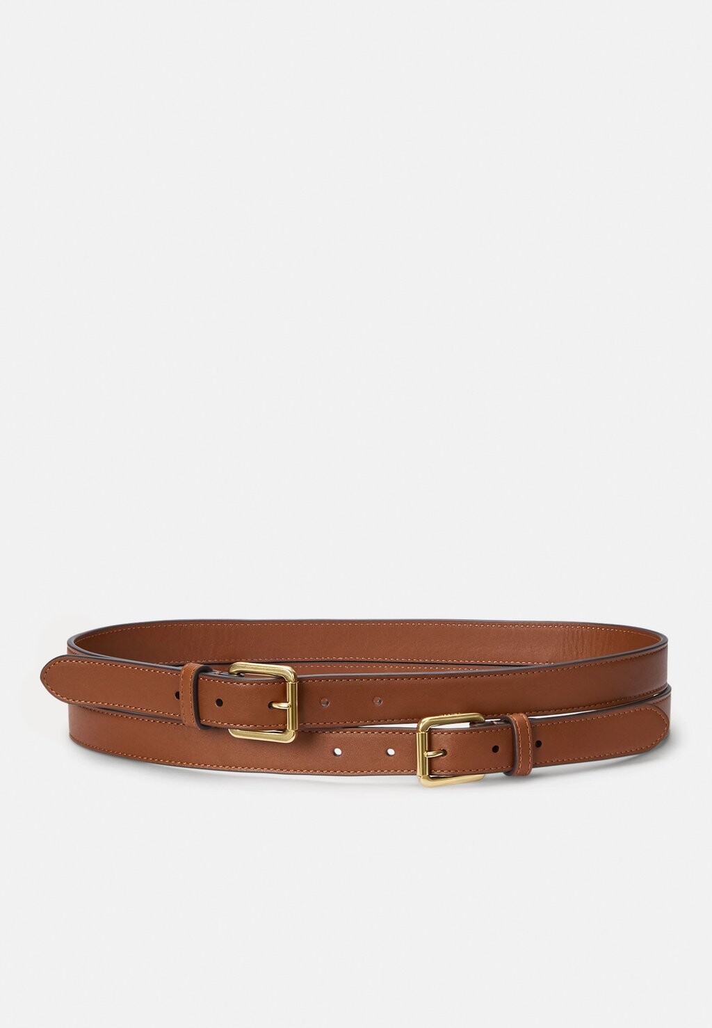 

Поясной ремень LEATHER DOUBLE BUCKLE STACKED WIDE BELT Ralph Lauren, цвет Tan