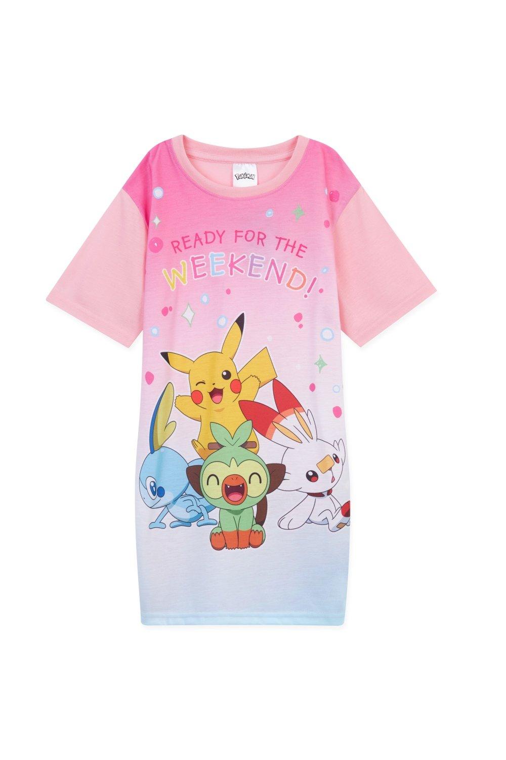 Ночная рубашка с коротким рукавом Pokemon, мультиколор сумка кружечка милый пикачу бежевый