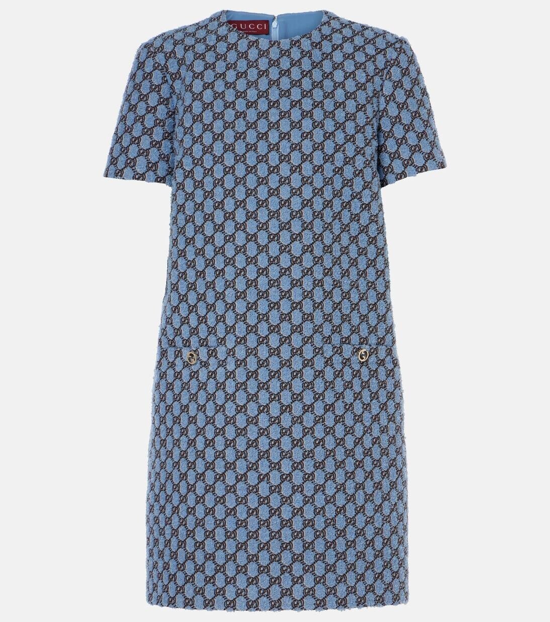 

Мини-платье GG Shadow из ткани букле Gucci, цвет azure/black/mc