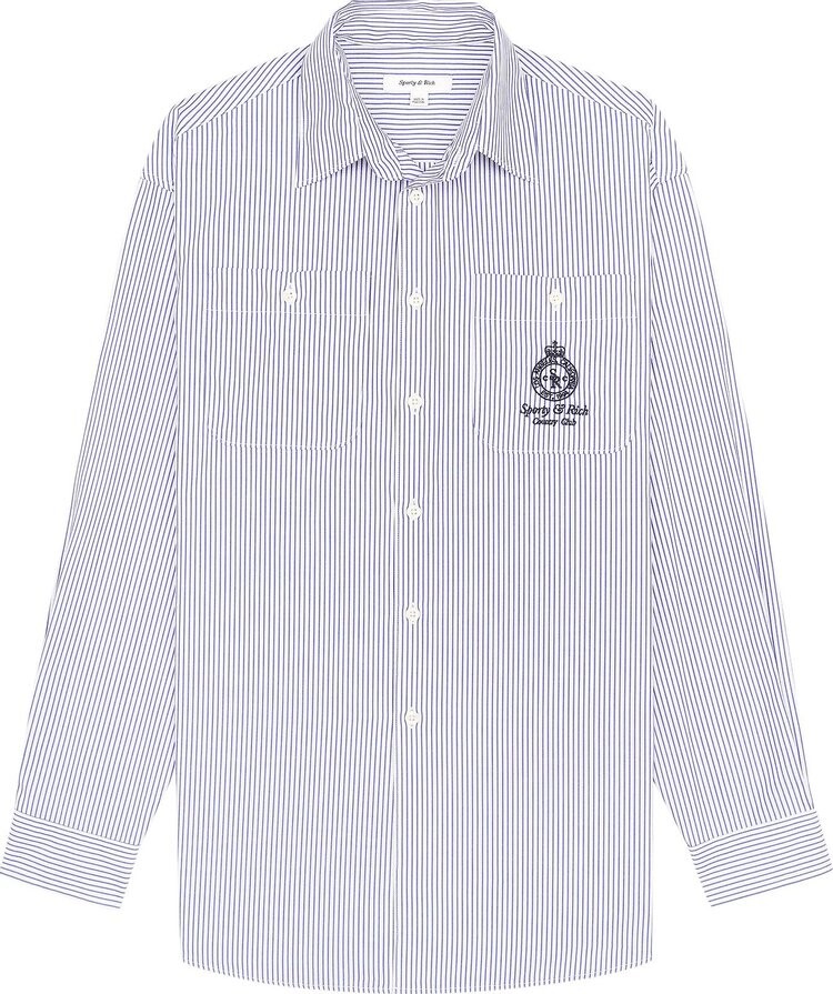 

Рубашка Sporty & Rich Crown Oversized Utility 'Blue/Striped', синий