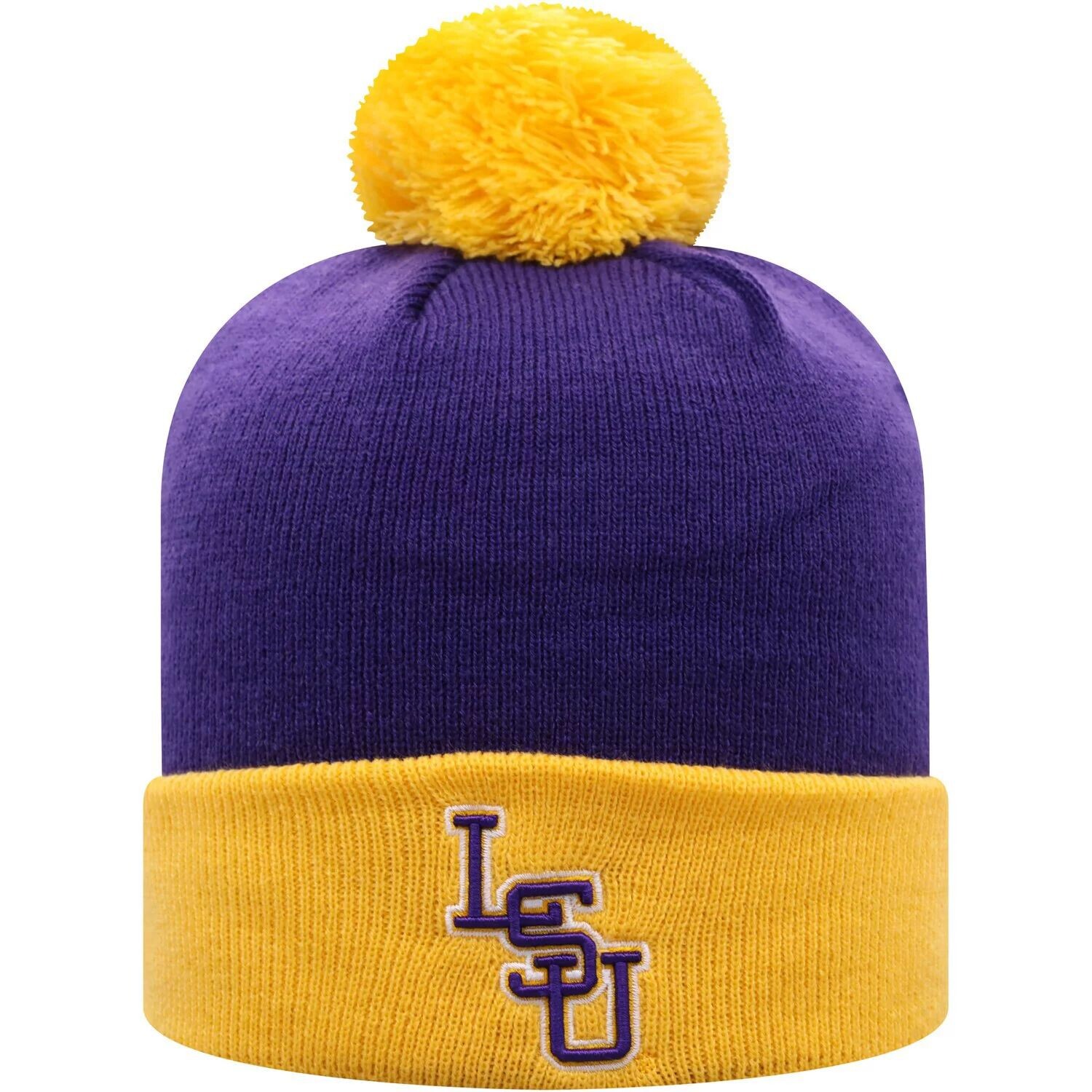

Мужская двухцветная вязаная шапка Top of the World фиолетового/золотого цвета LSU Tigers Core с манжетами и помпоном