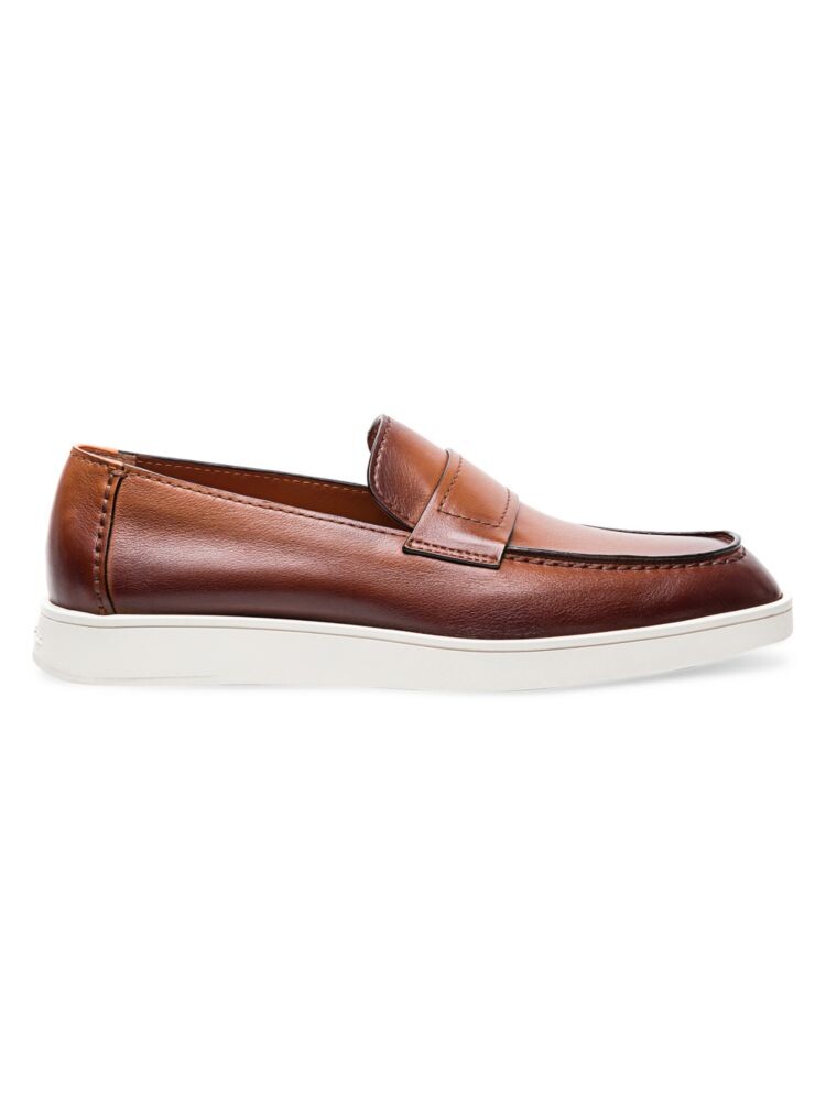 

Эффектные кожаные лоферы на плоской платформе Santoni, коричневый