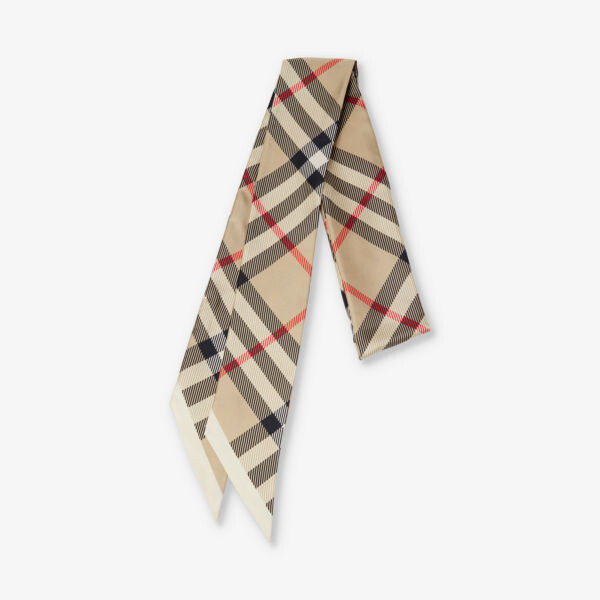 

Шелковый шарф в клетку Burberry, бежевый