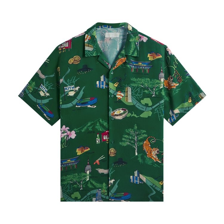 

Рубашка Kith Seoul Thompson Camp Collar Shirt, зеленый