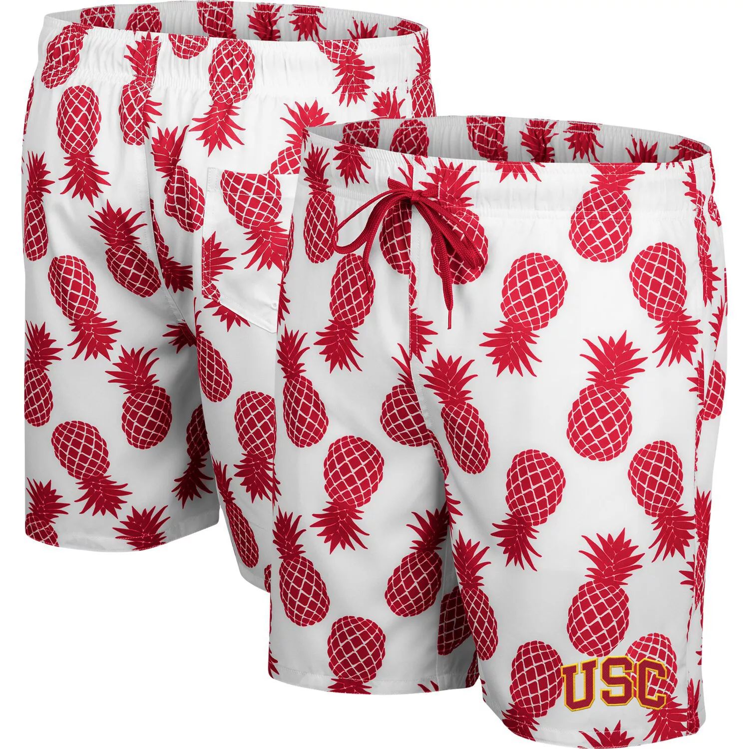 Мужские шорты для плавания белого цвета/Cardinal USC Trojans с ананасами Colosseum