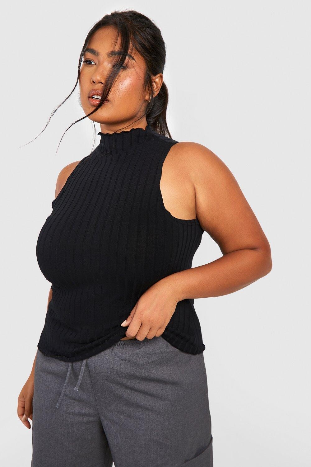 

Жилет плюс с широким ребром Boohoo, черный