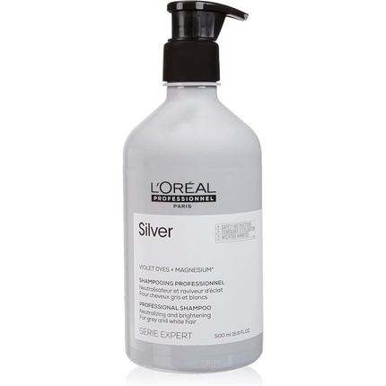 SeRie Expert Silver Шампунь 500мл, L'Oreal шампунь для нейтрализации желтизны serie expert silver violet dyes magnesium shampooing шампунь 500мл