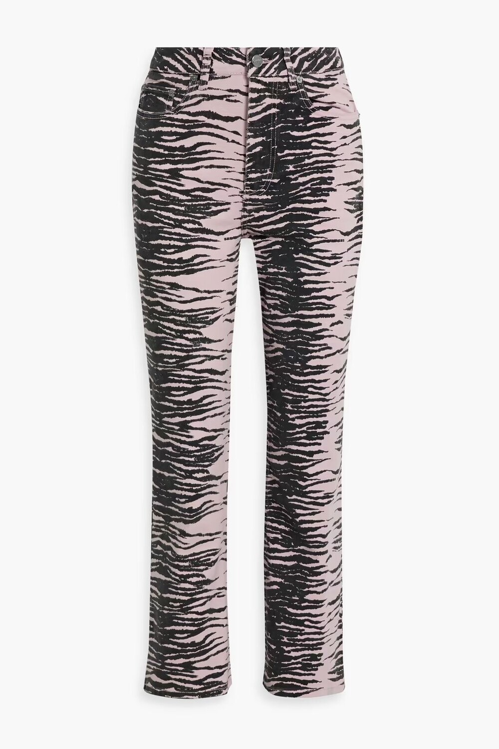 

Джинсы Bootcut средней посадки с тигровым принтом Ganni, розовый
