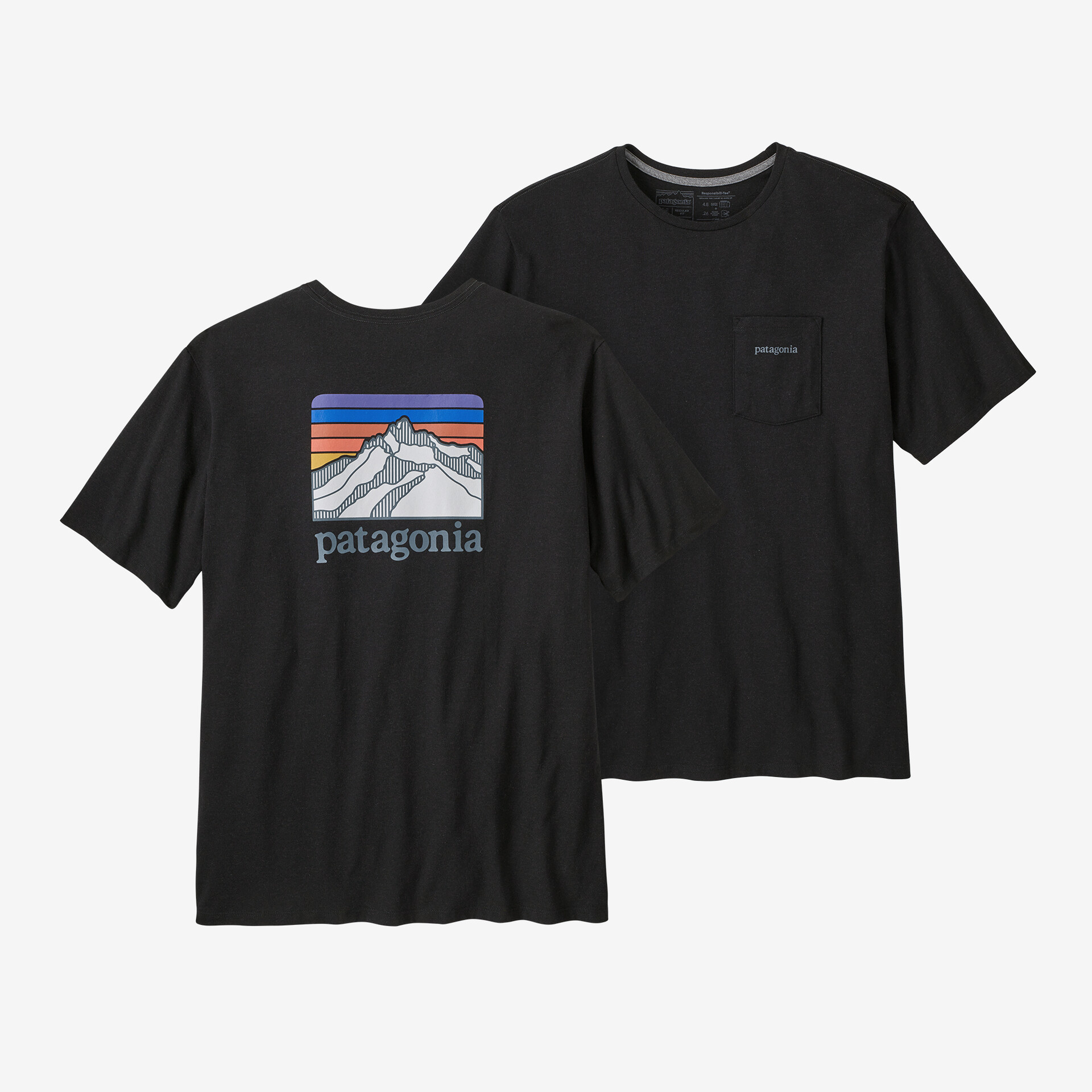 Мужская ответственная футболка с логотипом и карманом Patagonia, черный мужская ответственная футболка с логотипом и карманом patagonia серый