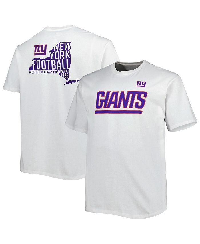 

Мужская белая фирменная футболка New York Giants Big and Tall Hometown Collection Hot Shot Fanatics, белый