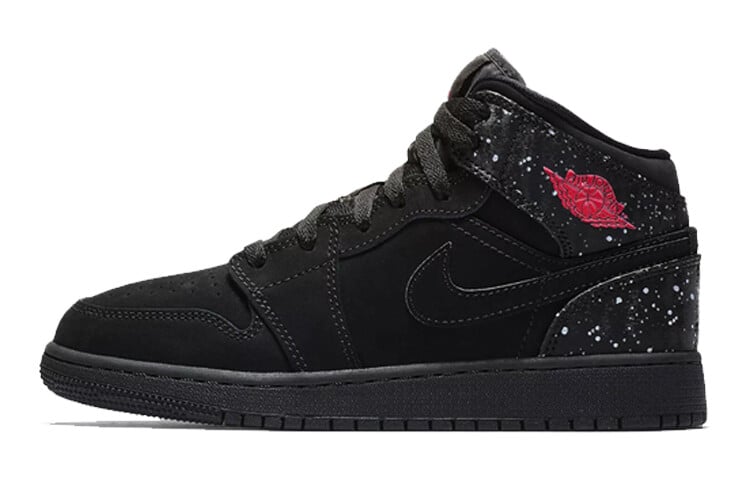 

Кроссовки Jordan 1 Mid Black Rush Pink White Splatter (GS)