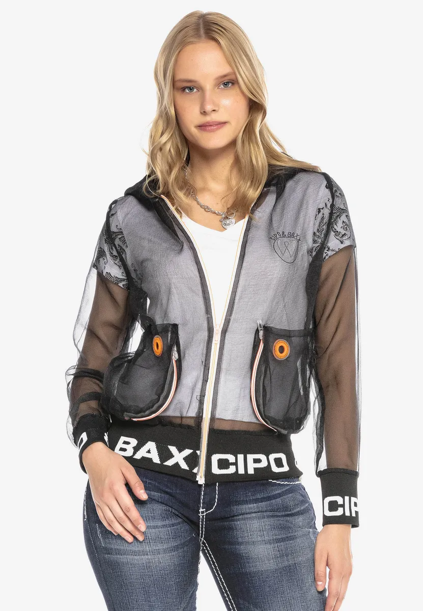 

Куртка Cipo & Baxx для отдыха на открытом воздухе прозрачного дизайна, черный