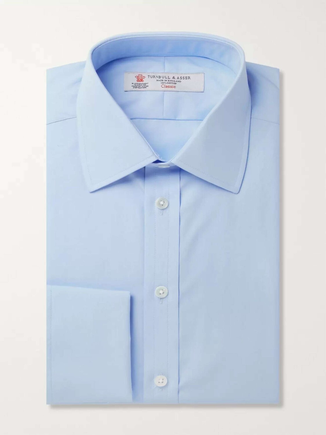 

Синяя хлопковая рубашка с двойными манжетами Turnbull & Asser, синий