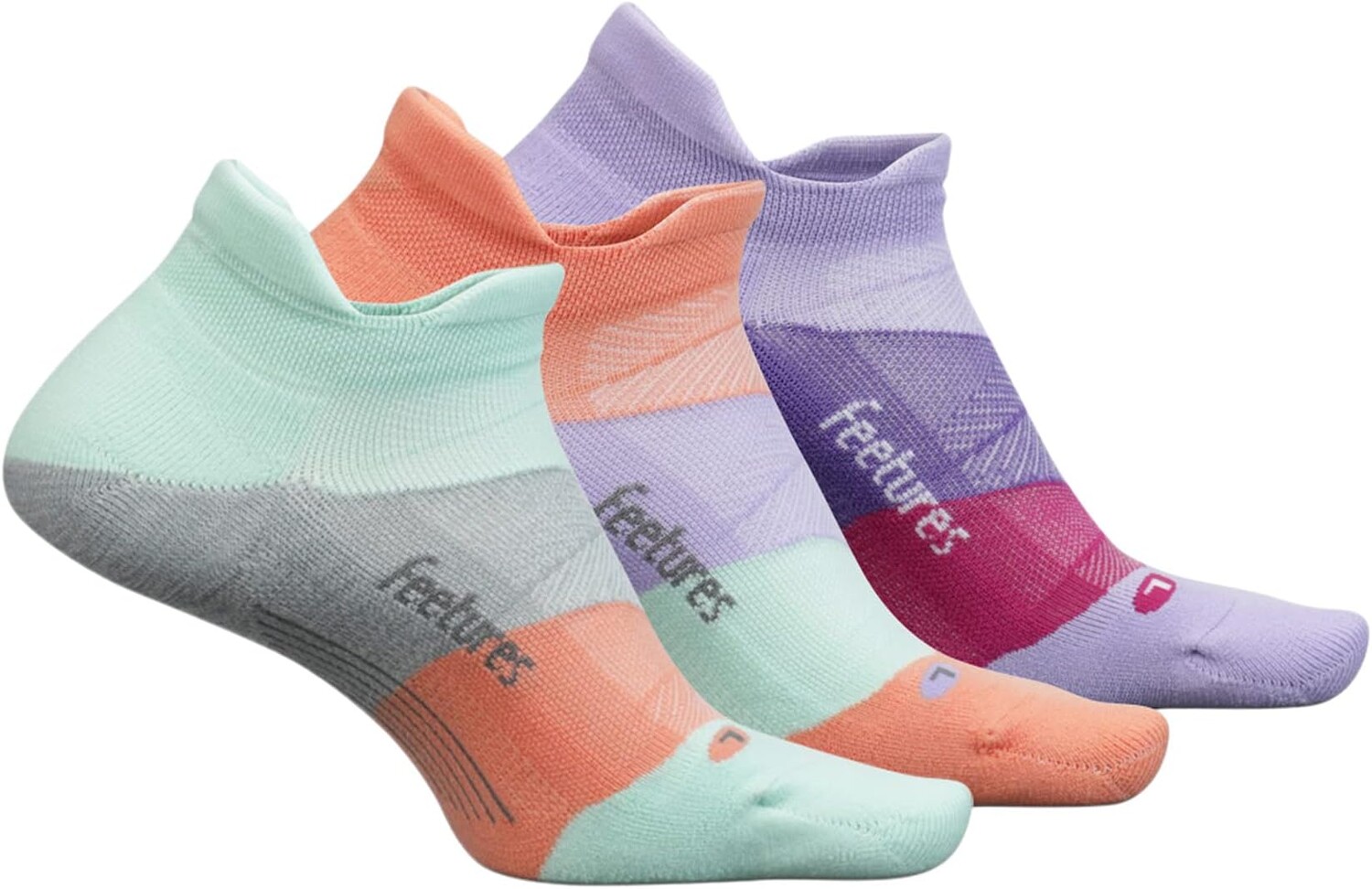 

Elite Ultra Light No Show Tab, упаковка из 3 пар Feetures, цвет Move Aside Mint/Pop Off Peach/Lace Up Lavender